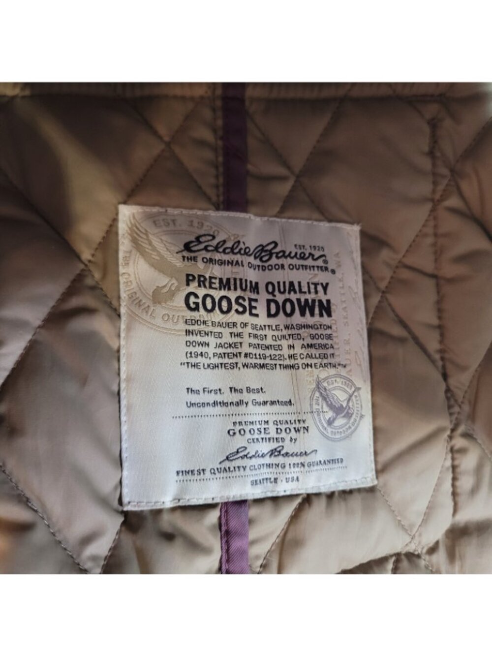 Eddie Bauer Goose Down Vest Womens Medium Purple Puffer Full Zip Quilted Pockets - Picture 7 of 10